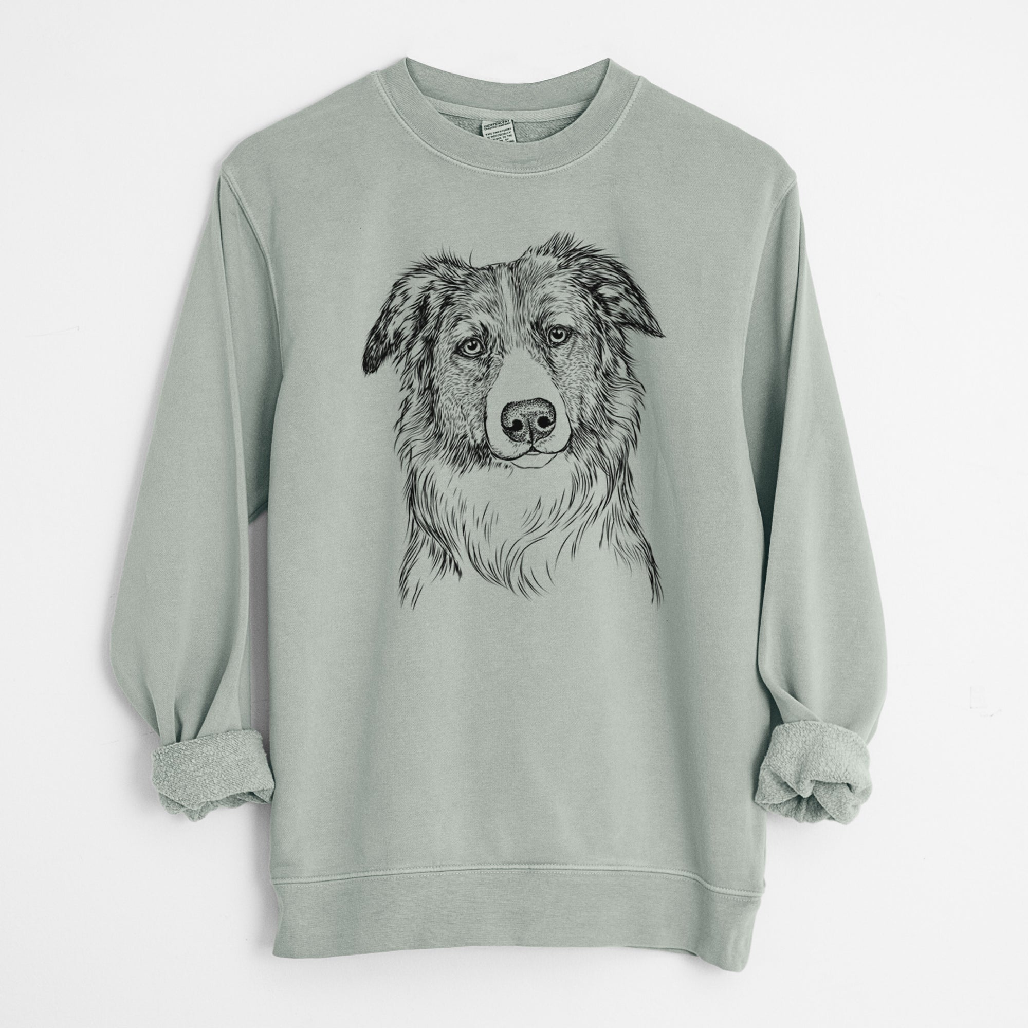 Bare Cynder the English Shepherd - Unisex Pigment Dyed Crew Sweatshirt