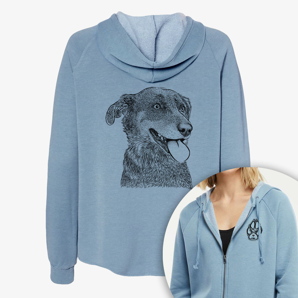 Daisy the Australian Shepherd Mix - Women&#39;s Cali Wave Zip-Up Sweatshirt