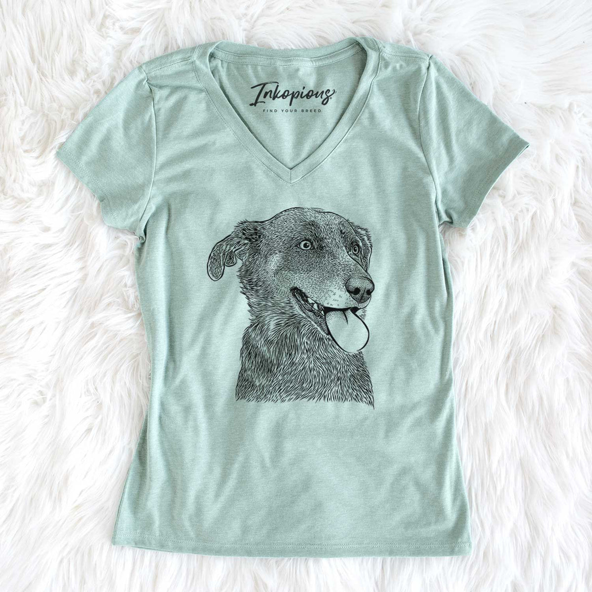 Bare Daisy the Australian Shepherd Mix - Women&#39;s V-neck Shirt