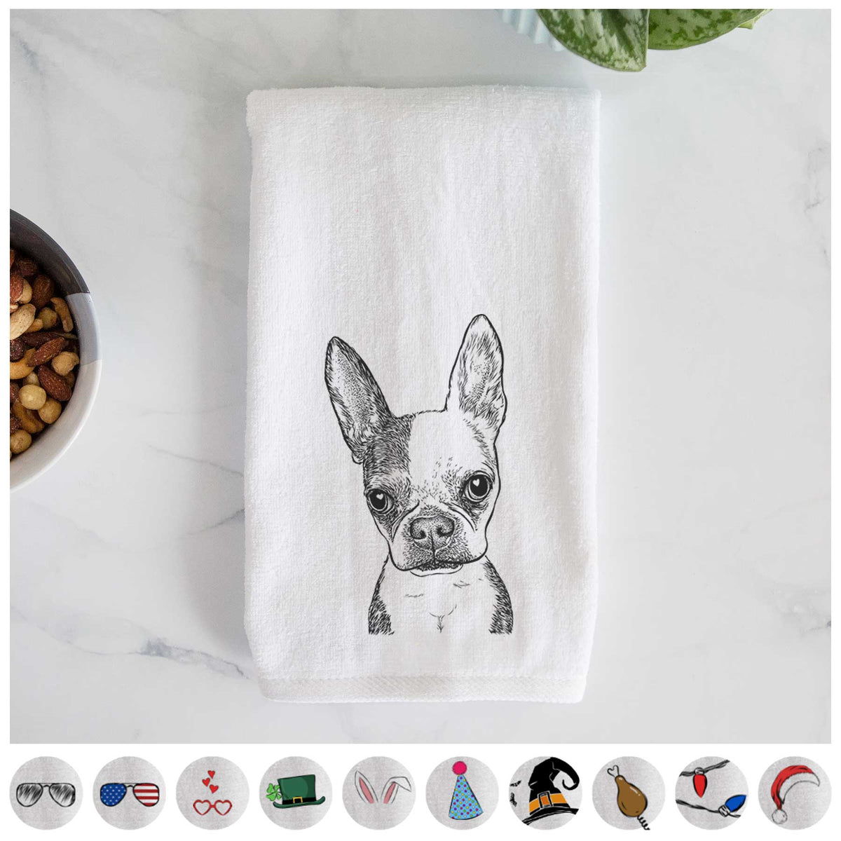 Daisy the Boston Terrier Decorative Hand Towel