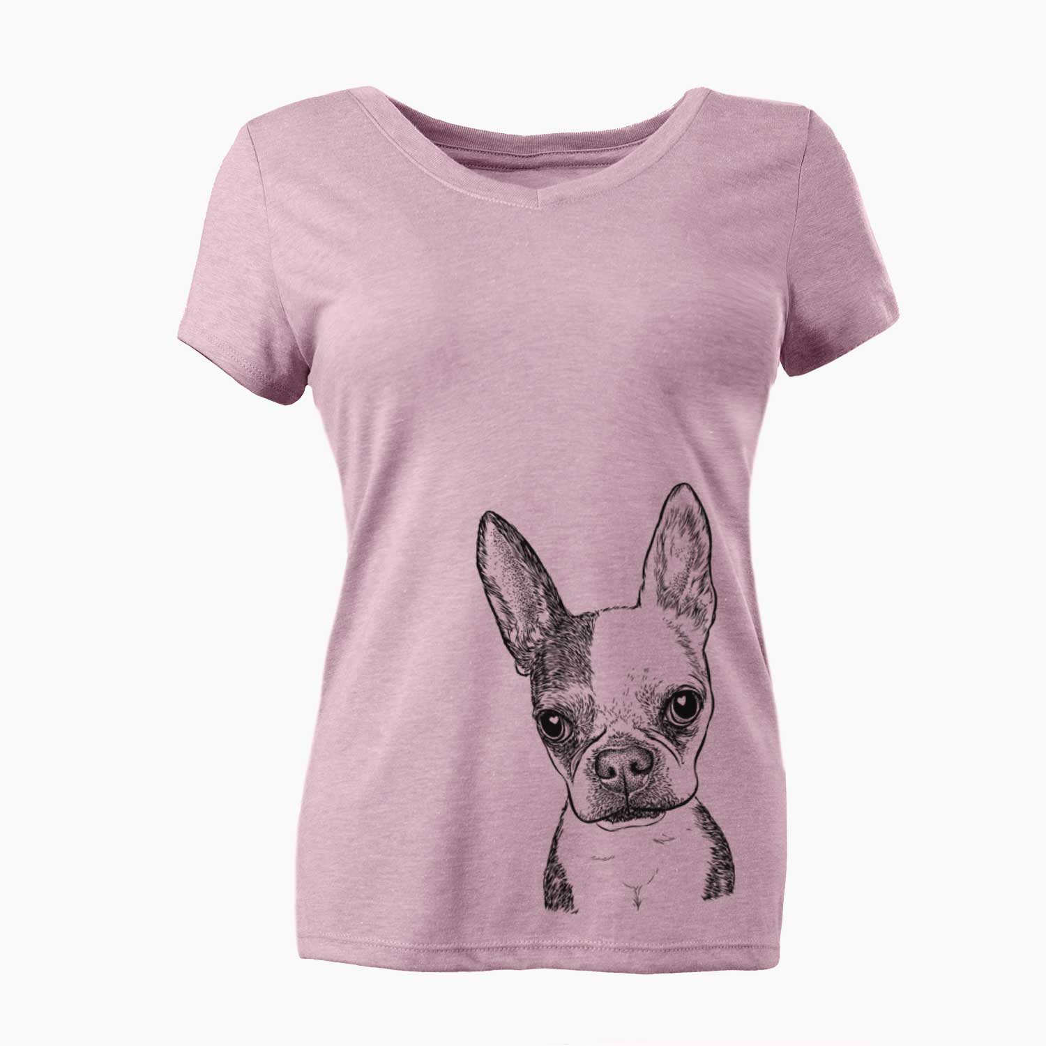 Bare Daisy the Boston Terrier - Women's V-neck Shirt