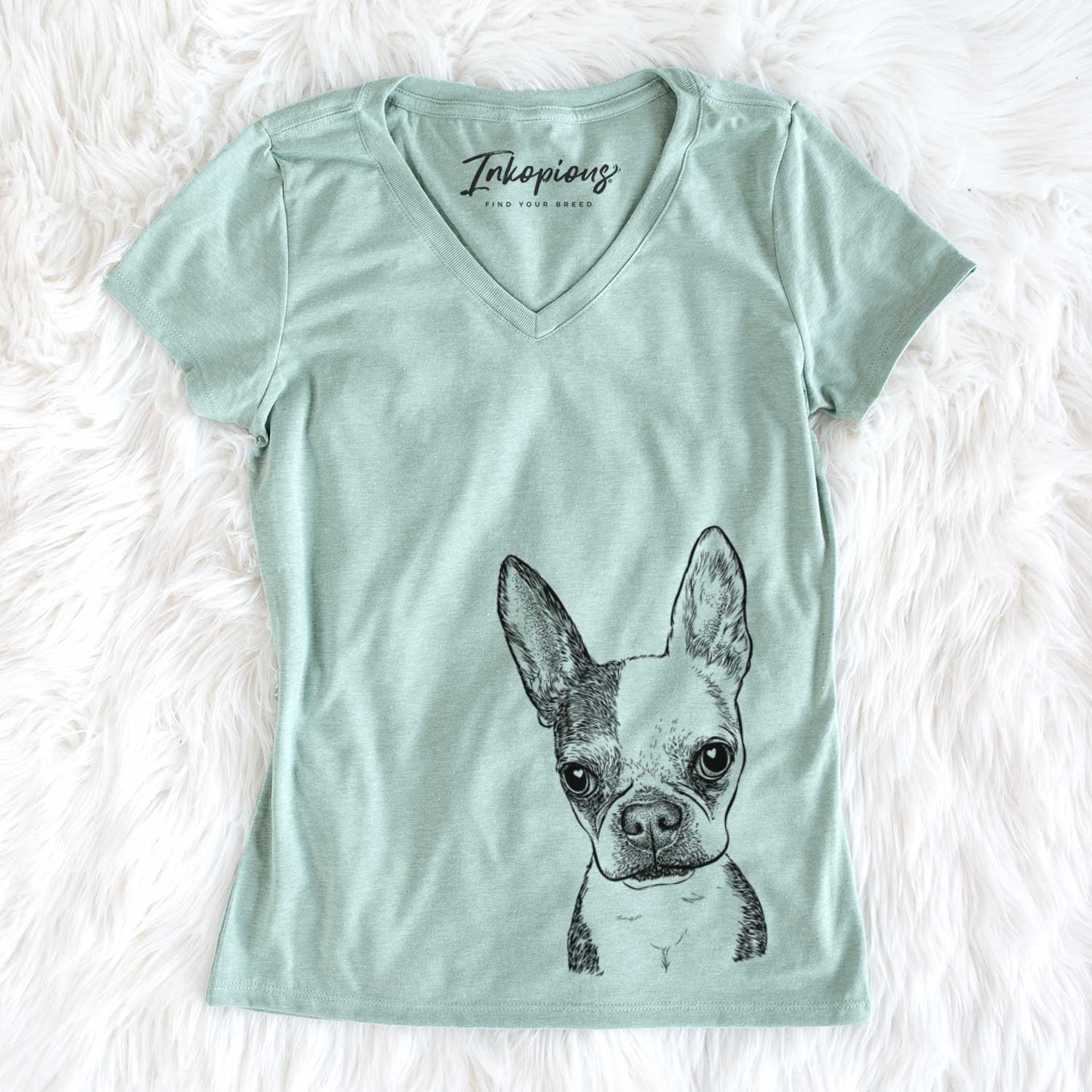 Bare Daisy the Boston Terrier - Women's V-neck Shirt