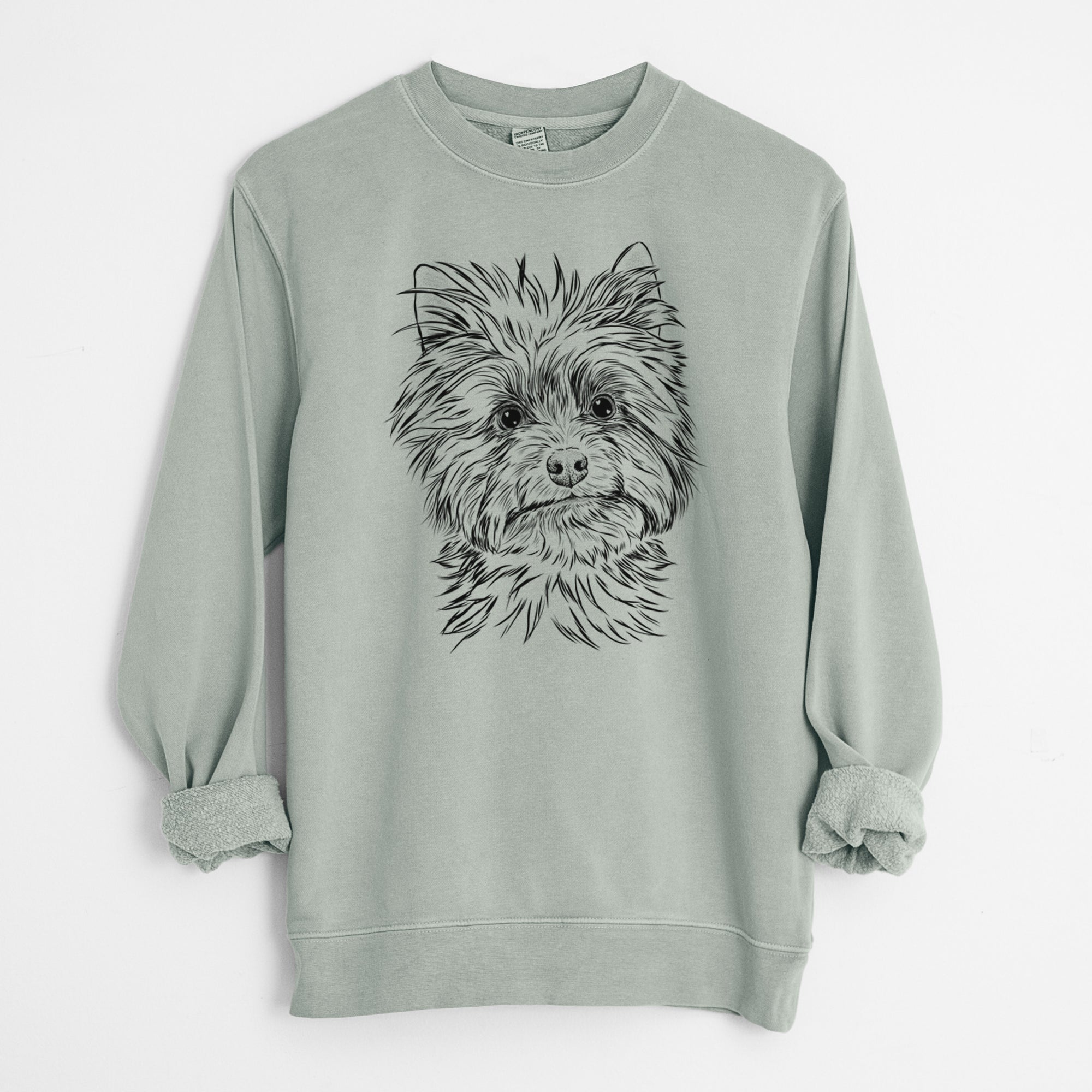 Bare Dakota the Yorkshire Terrier - Unisex Pigment Dyed Crew Sweatshirt