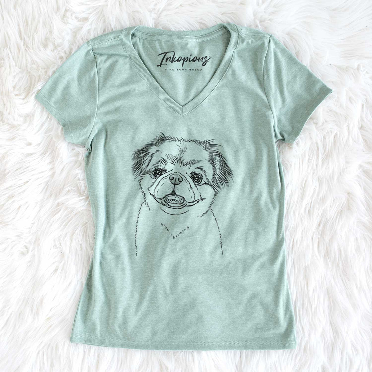 Bare Danny the Pekingese - Women's V-neck Shirt