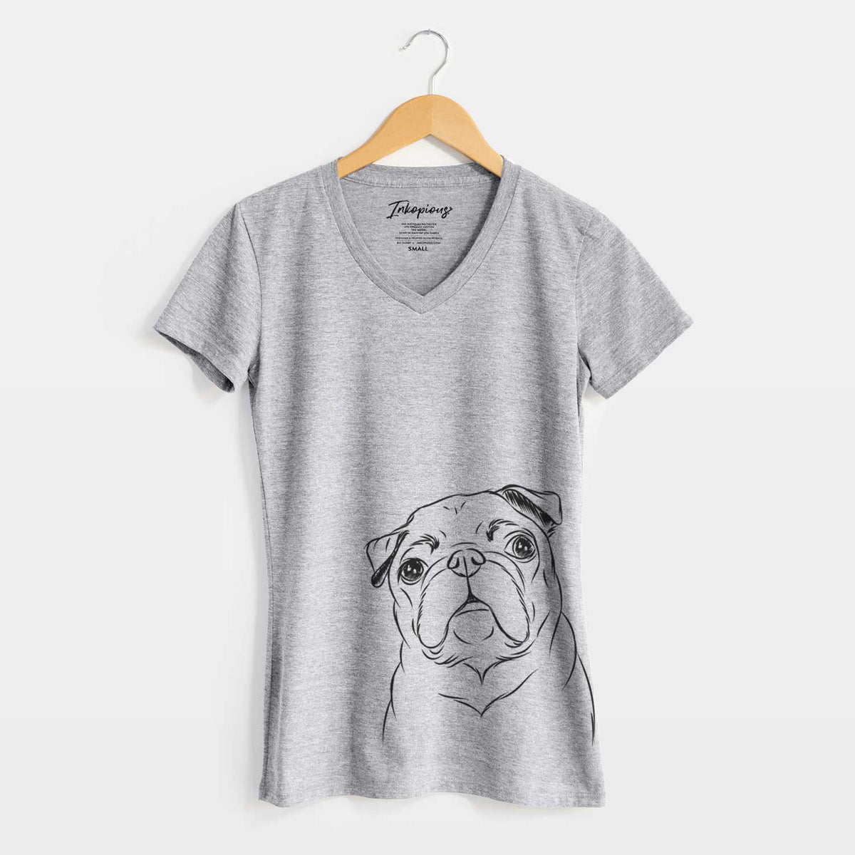 Bare Darling Chloe the Pug - Women's V-neck Shirt