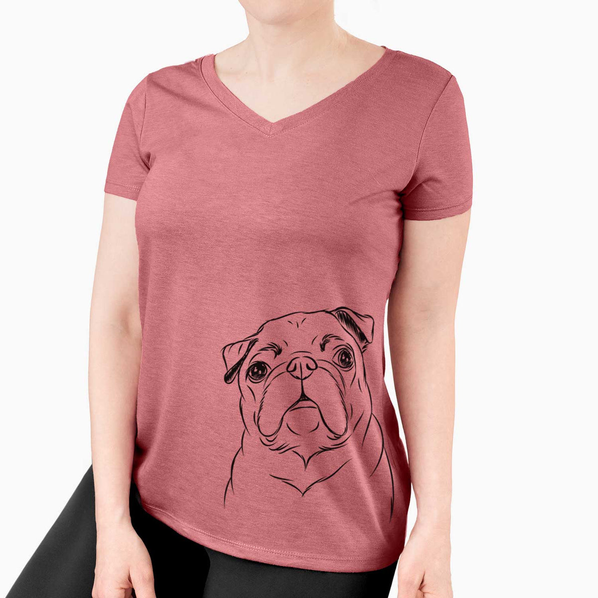 Bare Darling Chloe the Pug - Women's V-neck Shirt