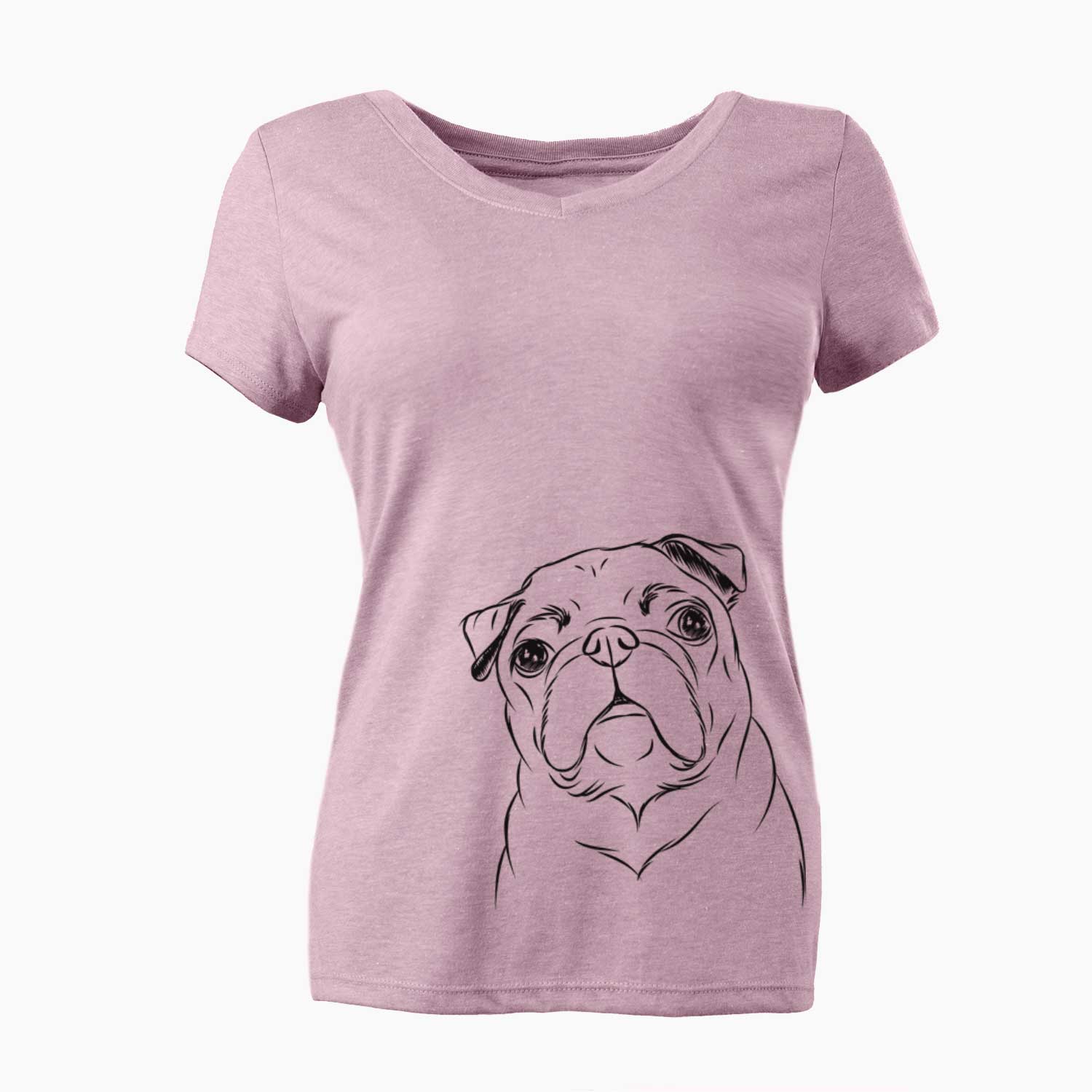 Bare Darling Chloe the Pug - Women's V-neck Shirt