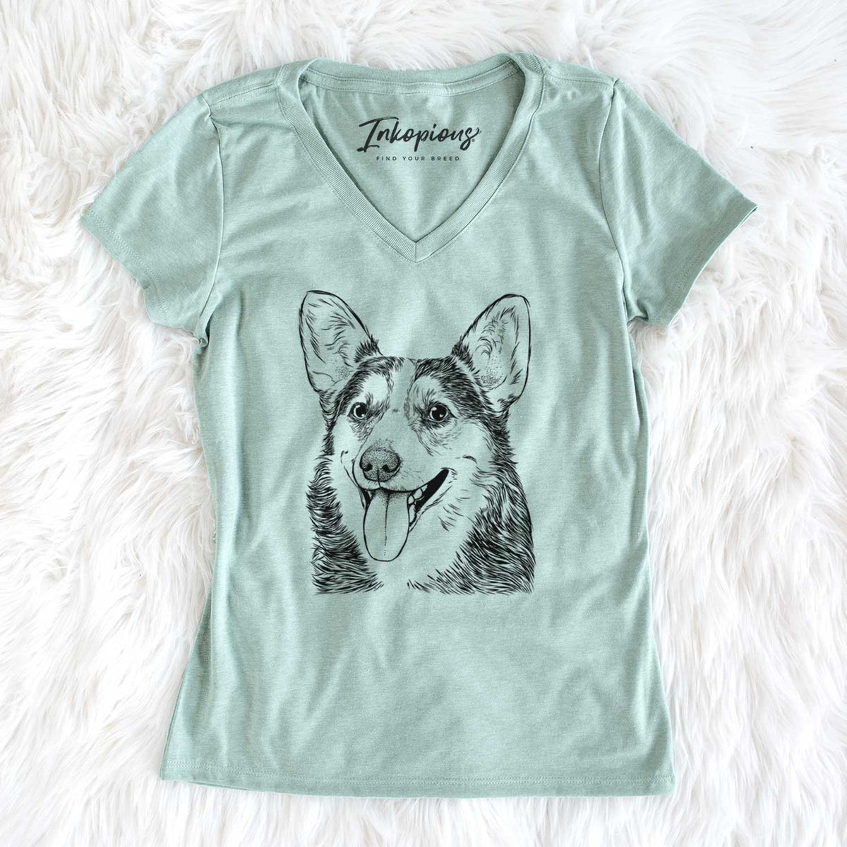 Bare Darma the Corgi - Women&#39;s V-neck Shirt