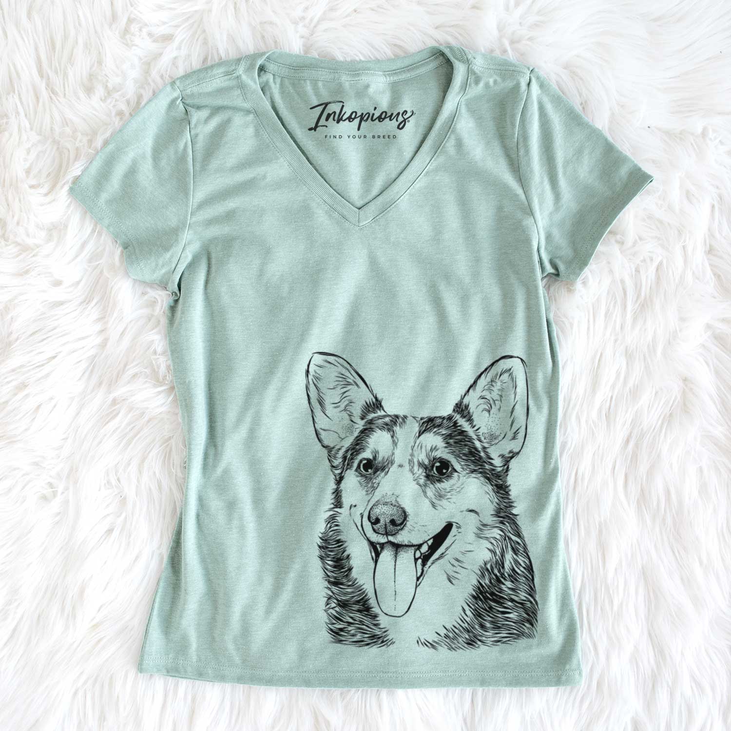 Bare Darma the Corgi - Women's V-neck Shirt