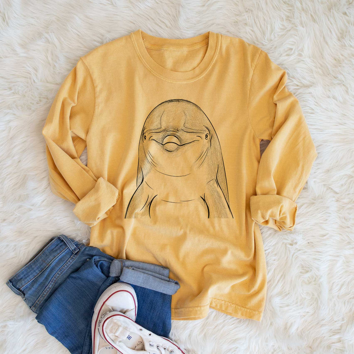 Bare Dave the Dolphin - Heavyweight 100% Cotton Long Sleeve