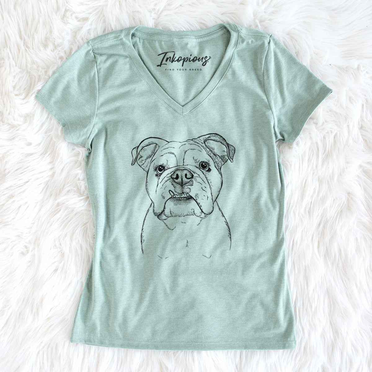Bare Dazy the English Bulldog - Women's V-neck Shirt