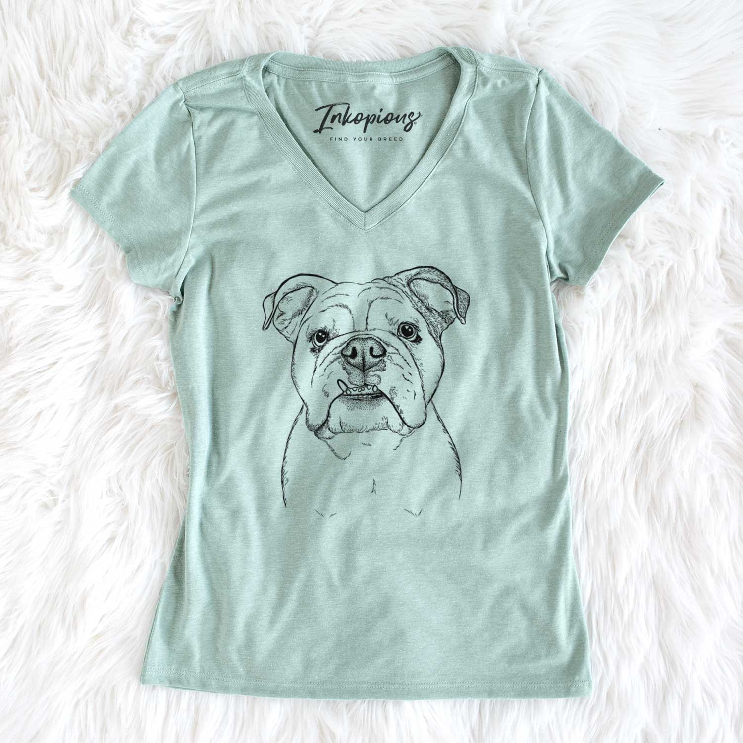 Bare Dazy the English Bulldog - Women's V-neck Shirt