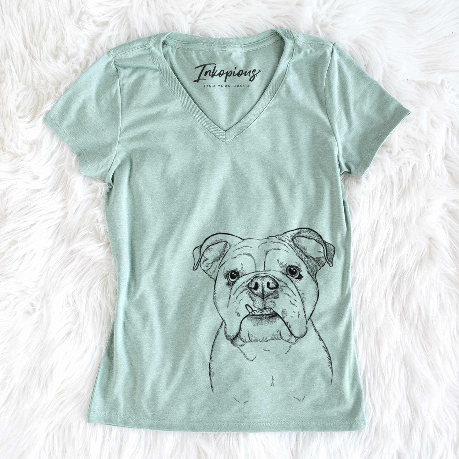 Bare Dazy the English Bulldog - Women's V-neck Shirt