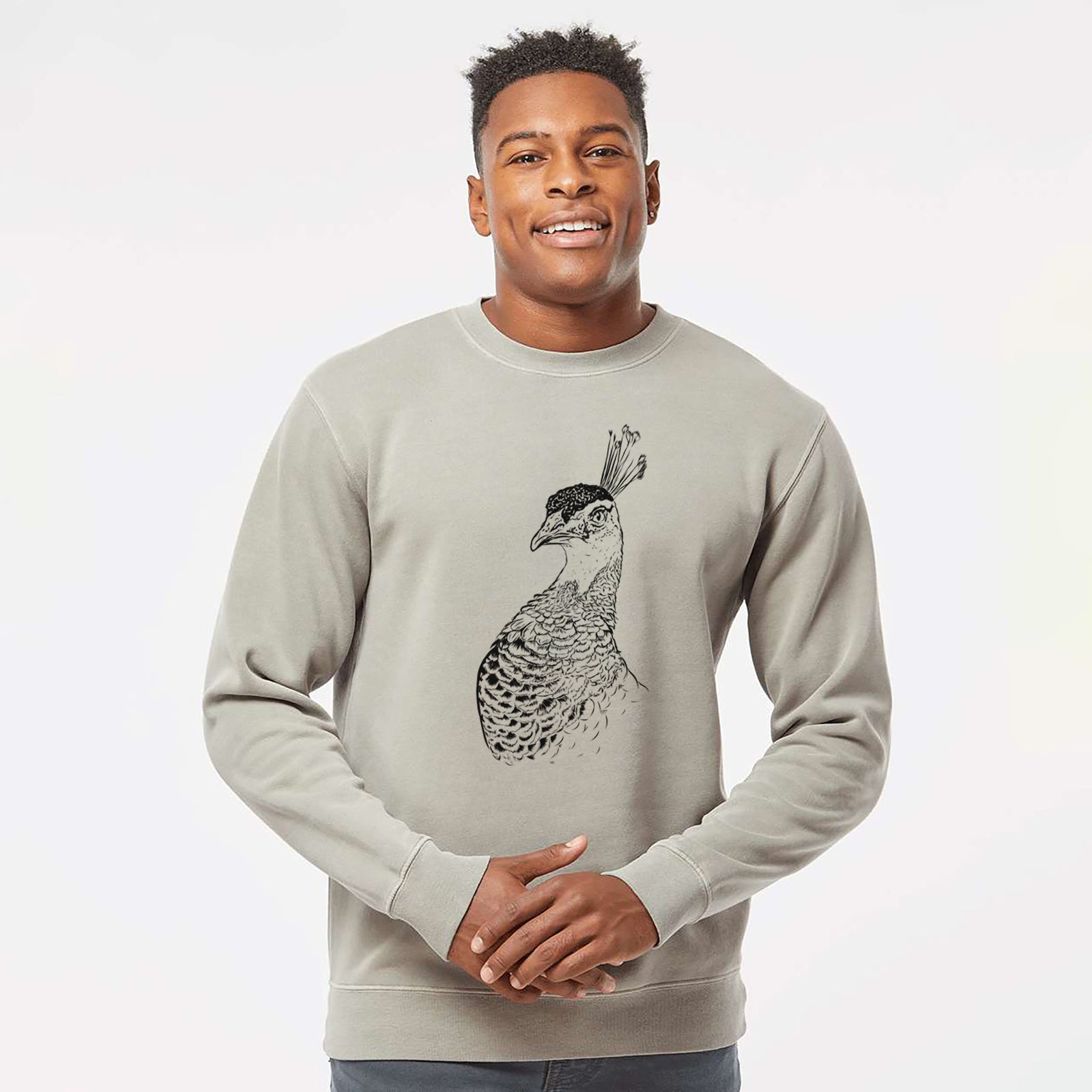 Bare Dee the Peahen - Unisex Pigment Dyed Crew Sweatshirt