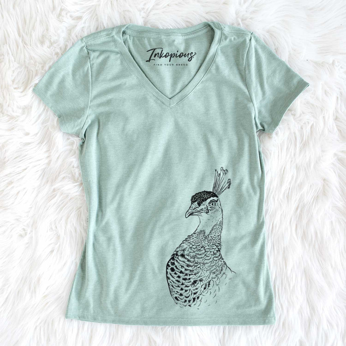 Bare Dee the Peahen - Women's V-neck Shirt