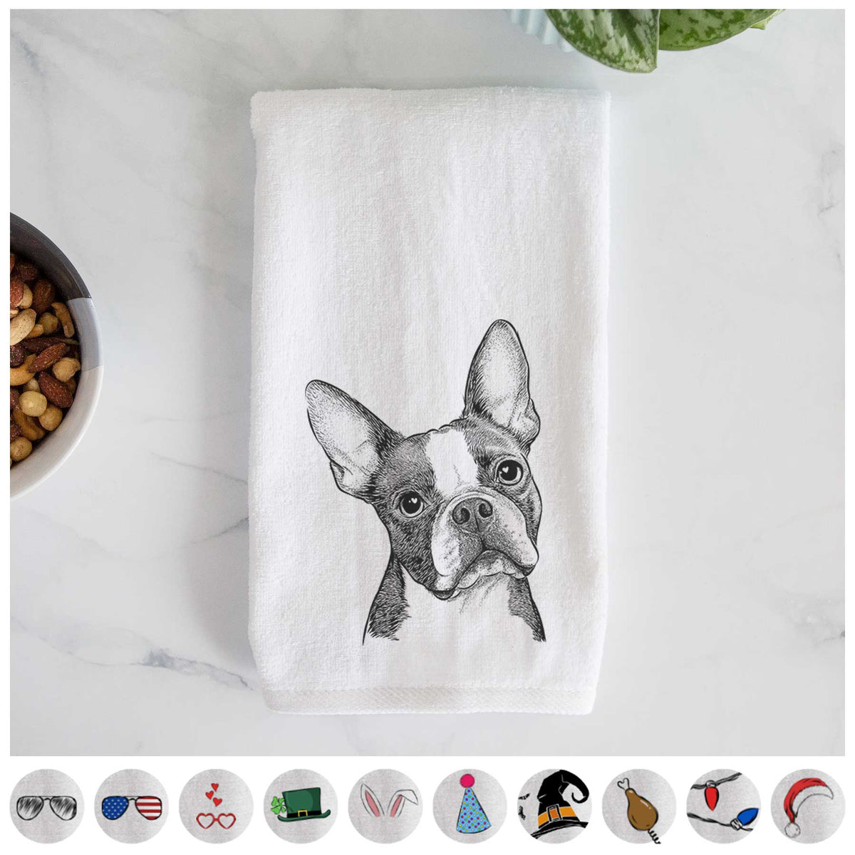 Dee Dee the Boston Terrier Decorative Hand Towel