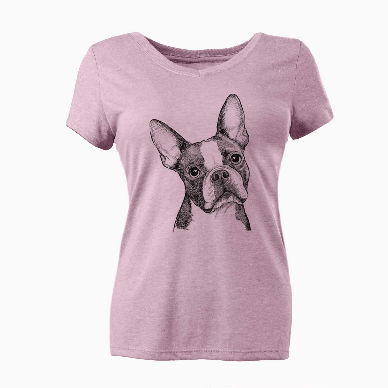 Bare Dee Dee the Boston Terrier - Women's V-neck Shirt