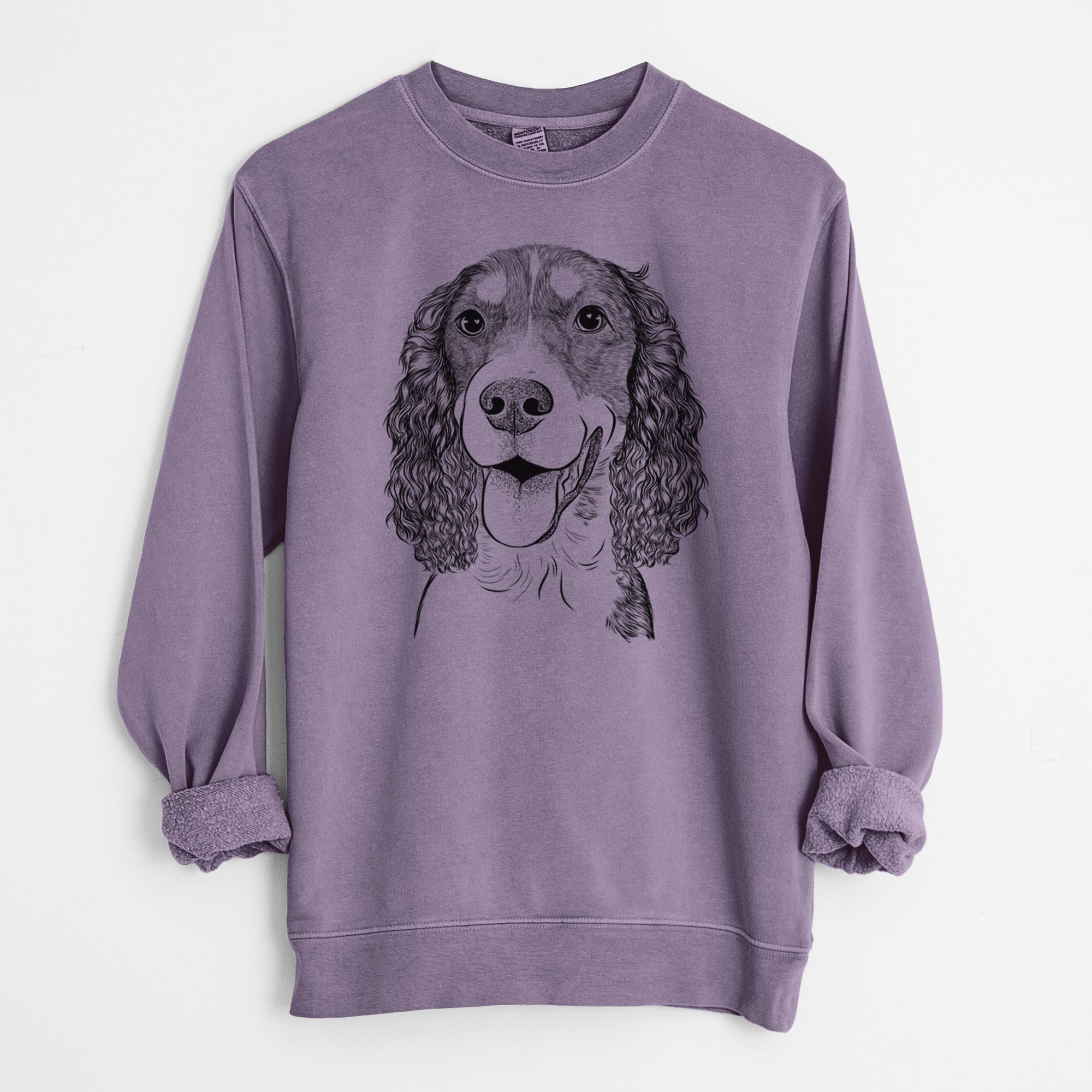 Bare Delilah the English Springer Spaniel - Unisex Pigment Dyed Crew Sweatshirt