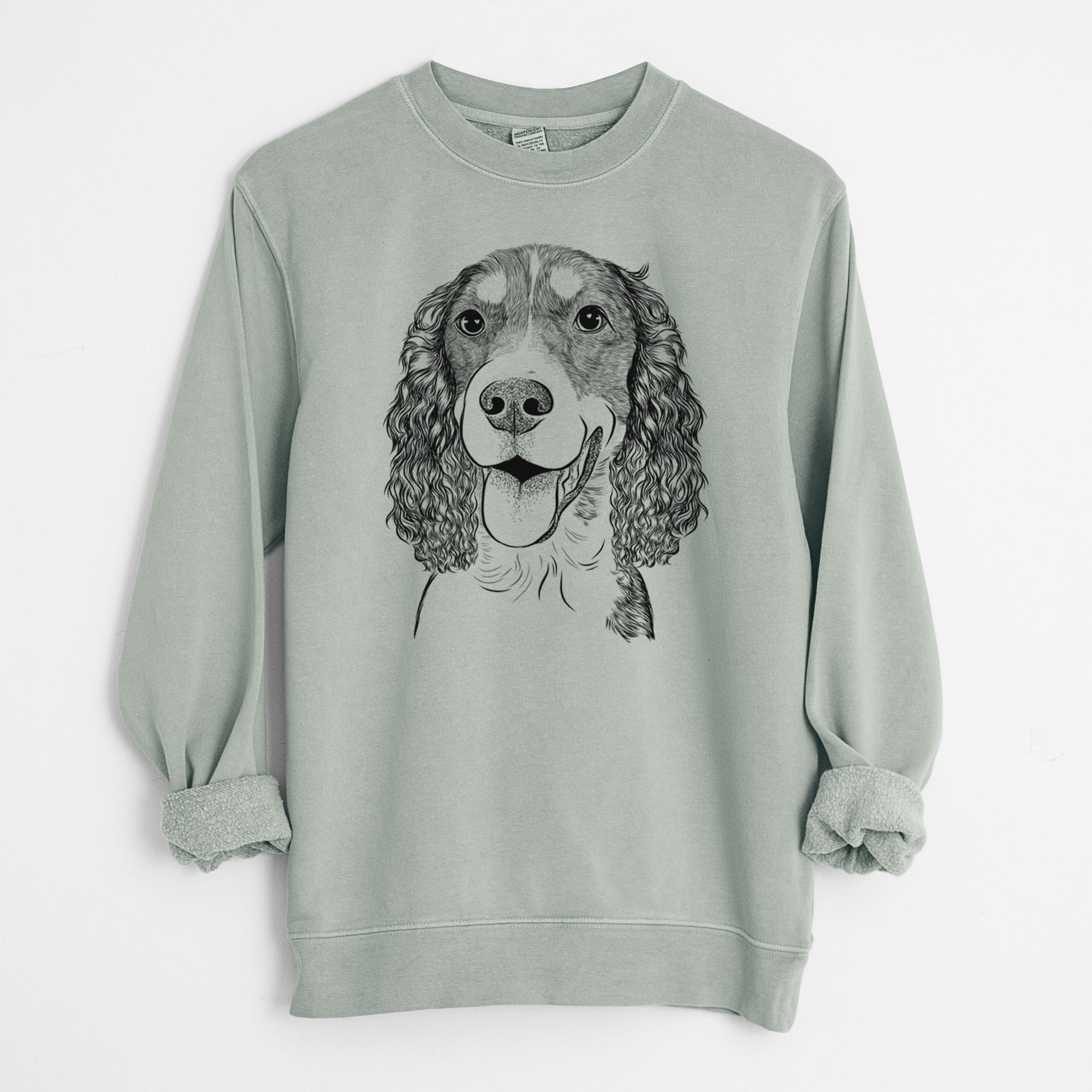 Bare Delilah the English Springer Spaniel - Unisex Pigment Dyed Crew Sweatshirt