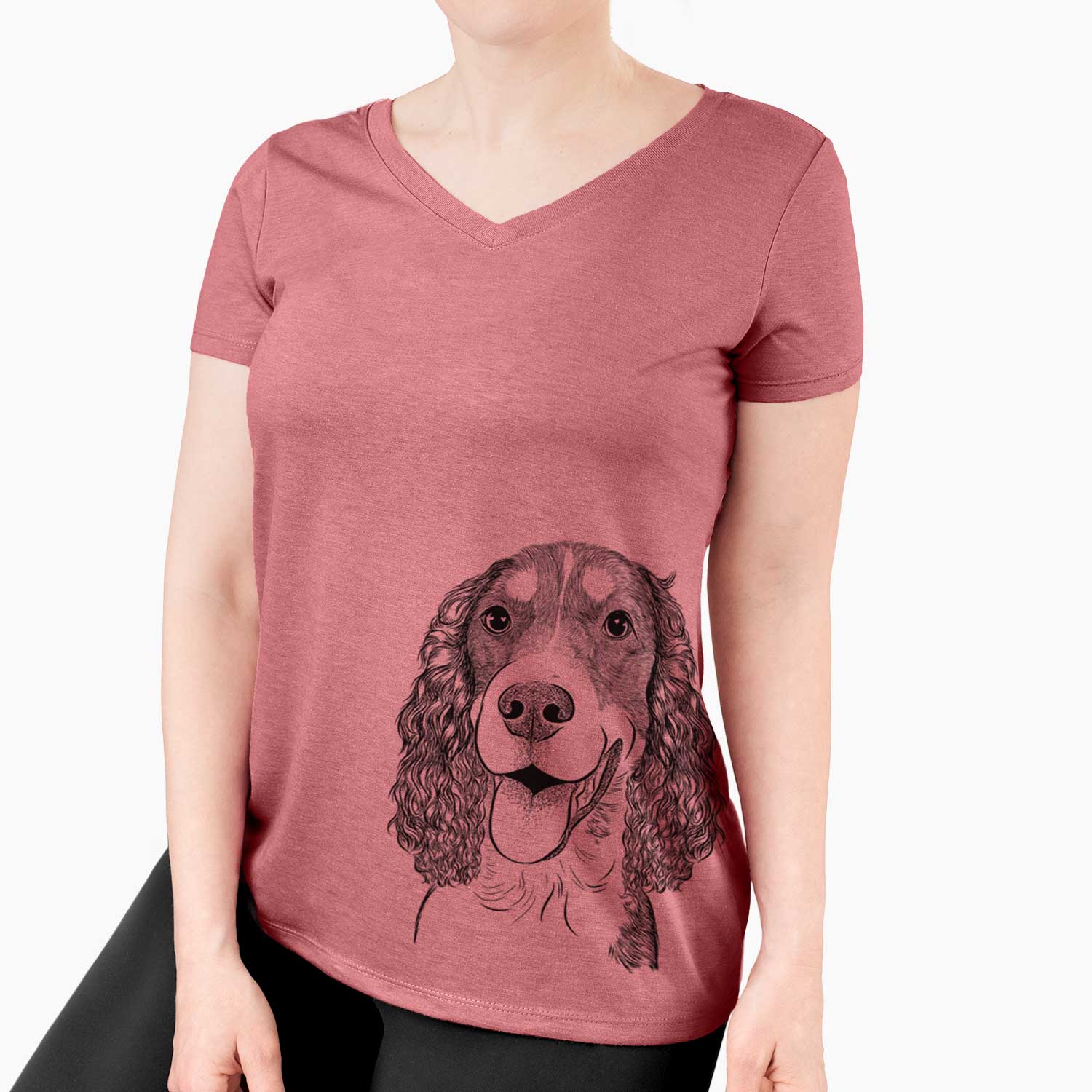 Bare Delilah the English Springer Spaniel - Women's V-neck Shirt