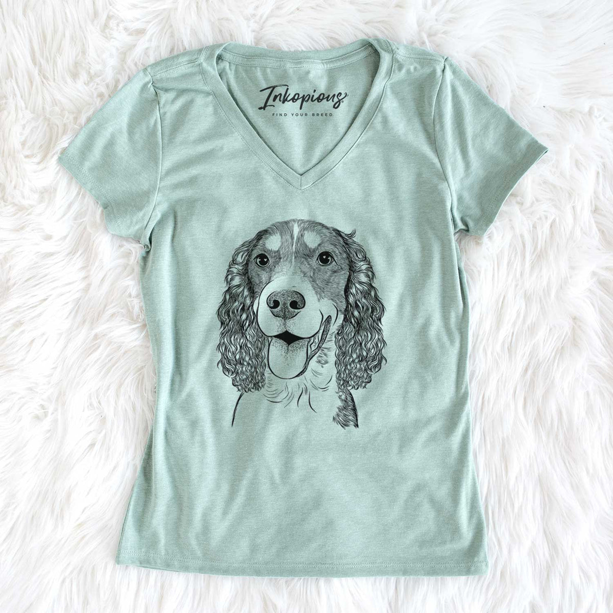 Bare Delilah the English Springer Spaniel - Women&#39;s V-neck Shirt