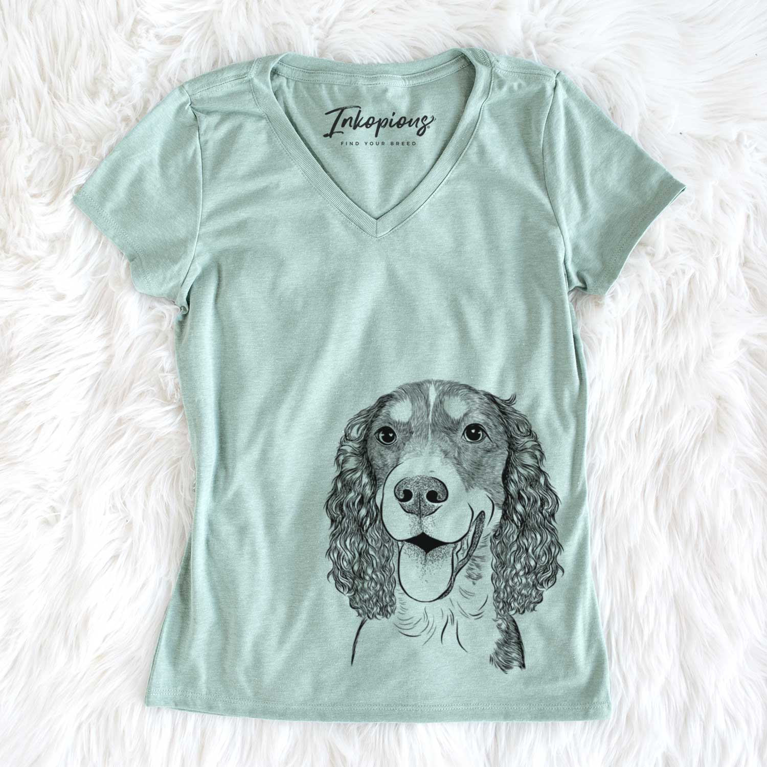 Bare Delilah the English Springer Spaniel - Women's V-neck Shirt