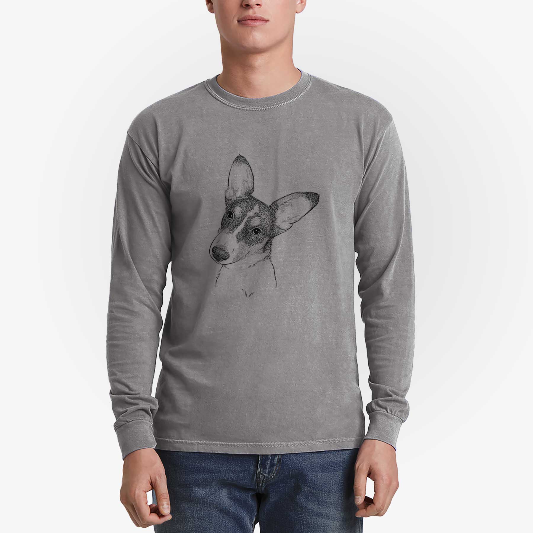 Bare Dexter the Corgi - Heavyweight 100% Cotton Long Sleeve