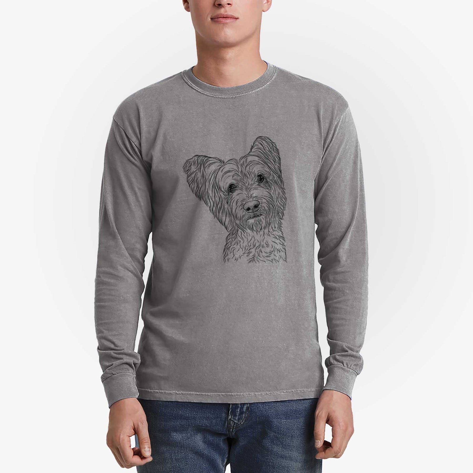 Bare Dexter the Terrier Mix - Heavyweight 100% Cotton Long Sleeve