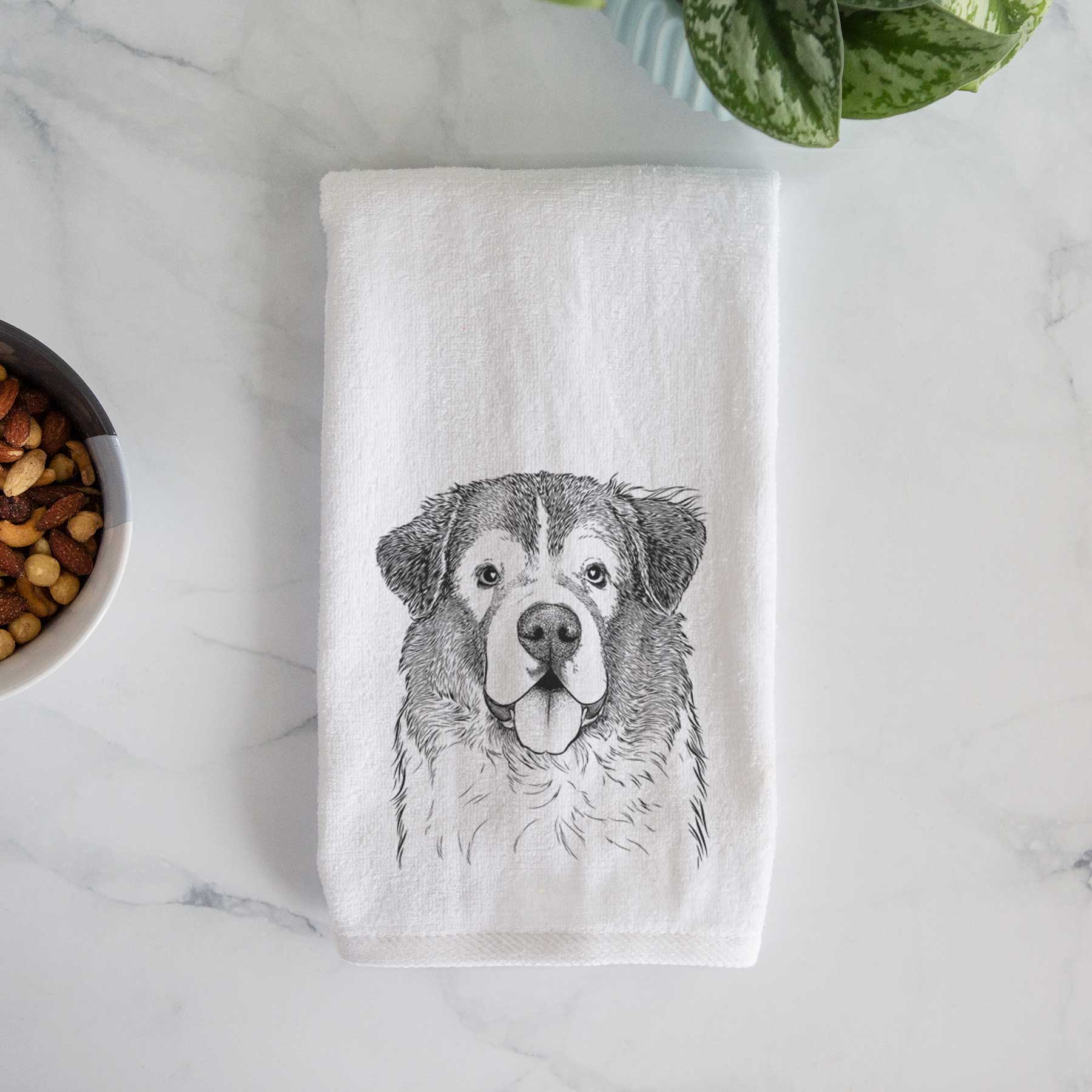 Dilly the Saint Bernard Decorative Hand Towel