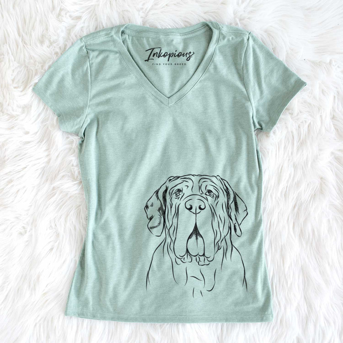 Bare Dinah the Neapolitan Mastiff - Women's V-neck Shirt