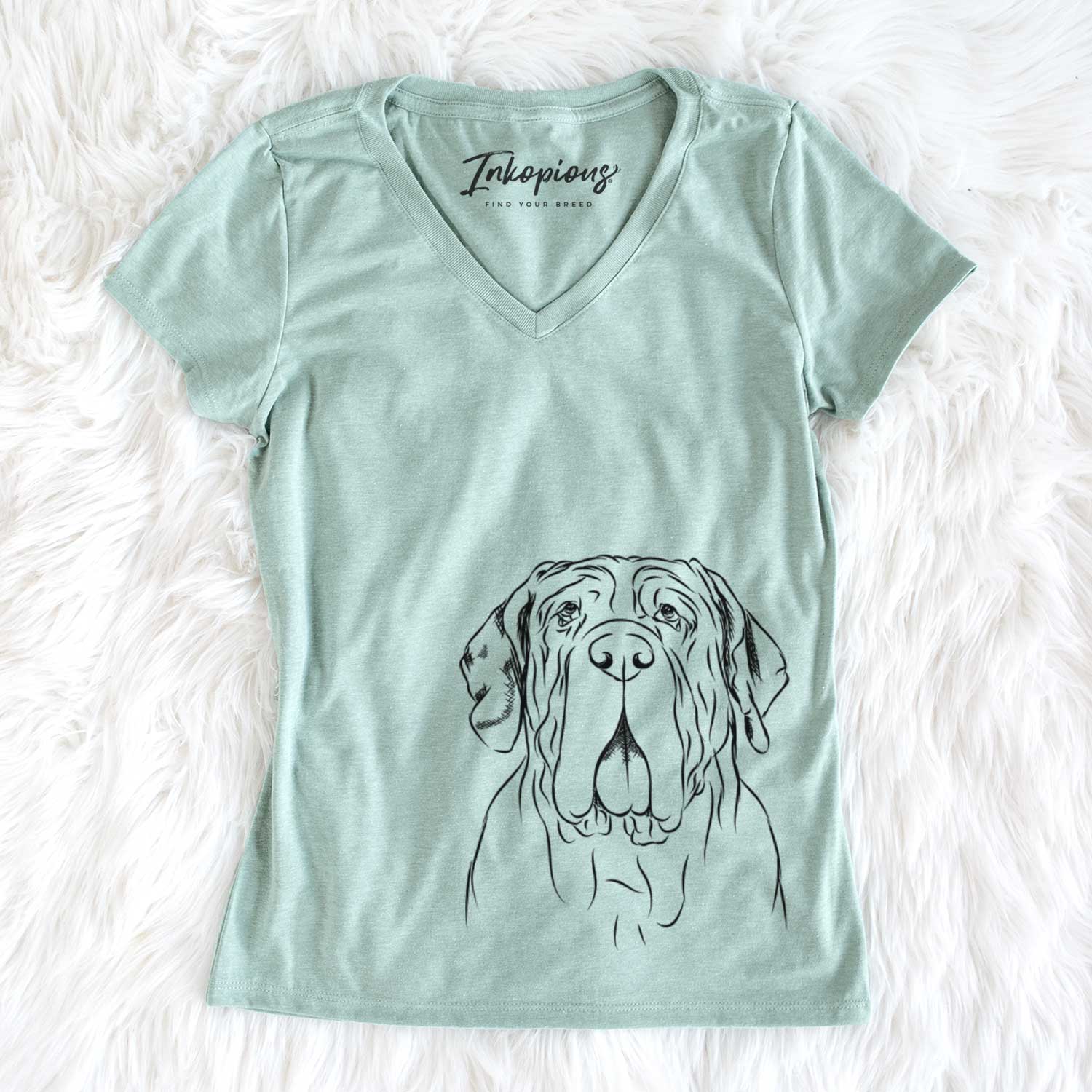 Bare Dinah the Neapolitan Mastiff - Women's V-neck Shirt
