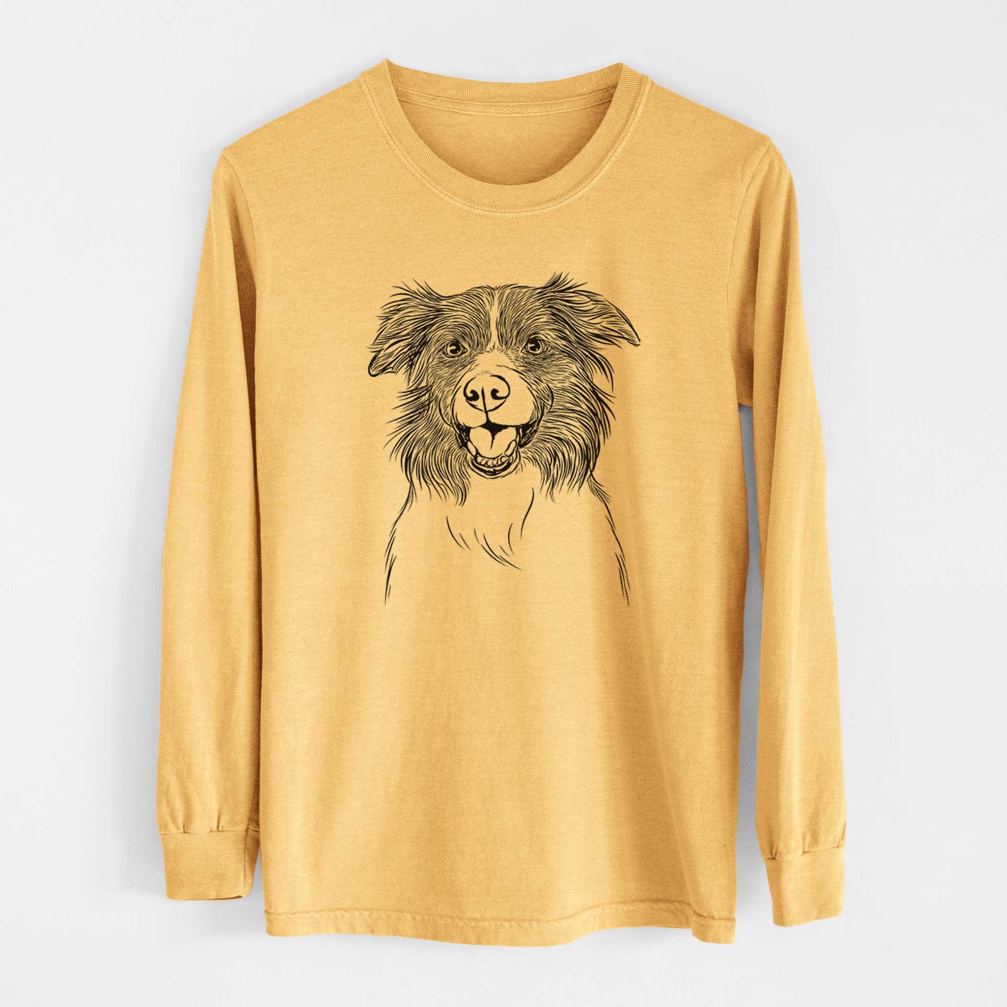 Bare Dizzy the Border Collie - Heavyweight 100% Cotton Long Sleeve