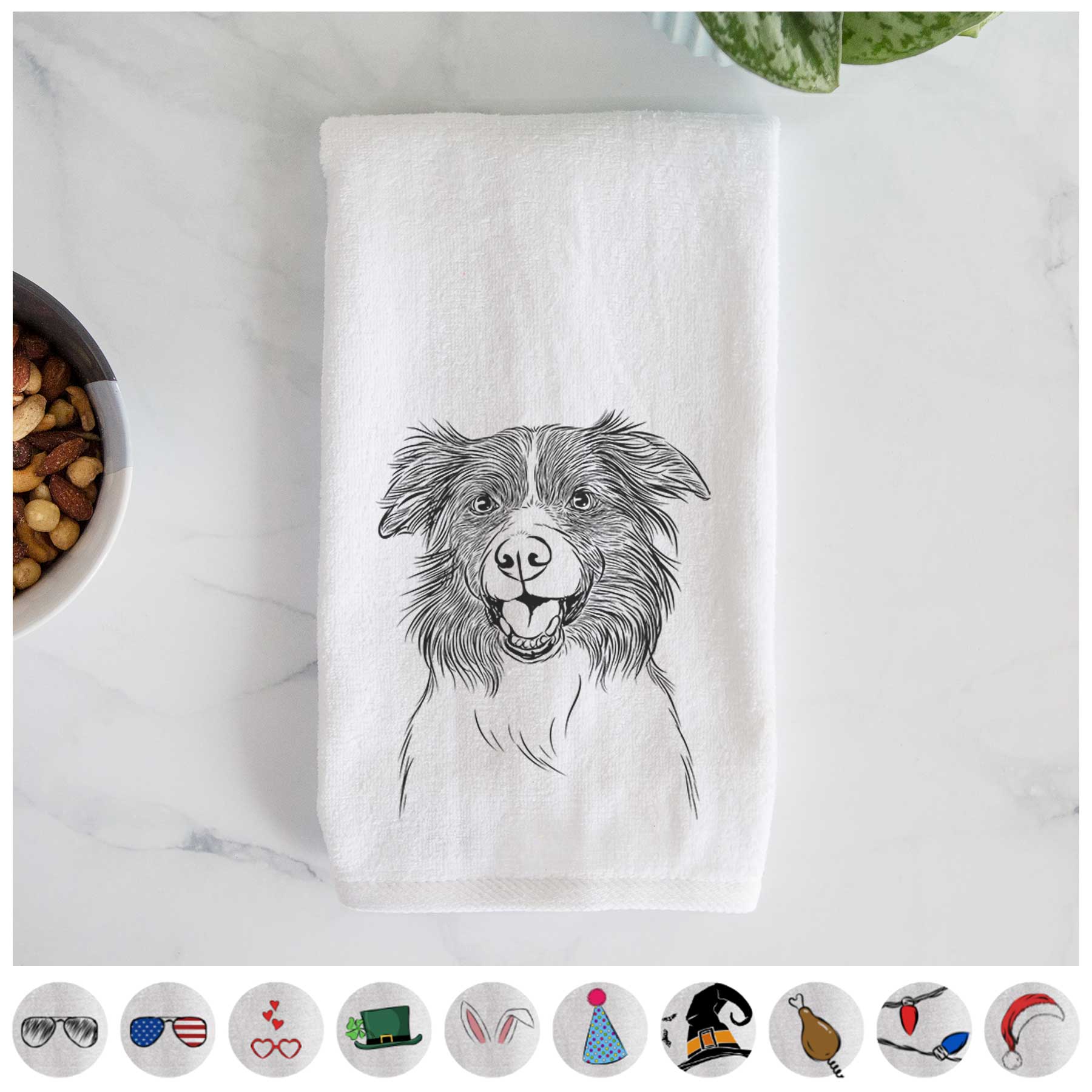 Dizzy the Border Collie Decorative Hand Towel