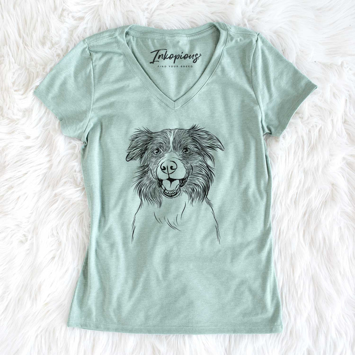 Bare Dizzy the Border Collie - Women&#39;s V-neck Shirt