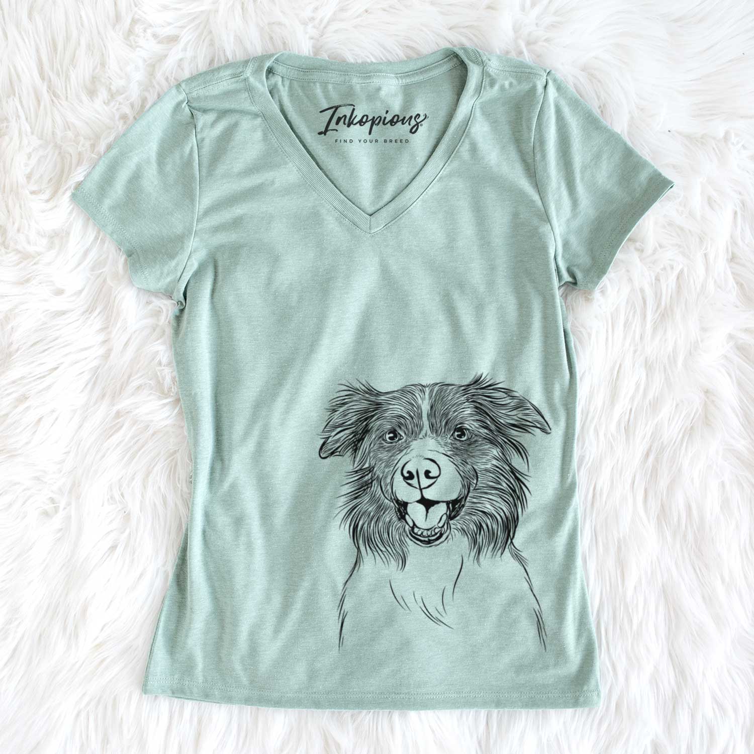 Bare Dizzy the Border Collie - Women's V-neck Shirt