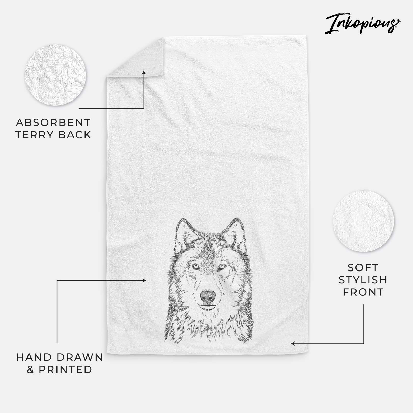 Django the Grey Wolf Decorative Hand Towel