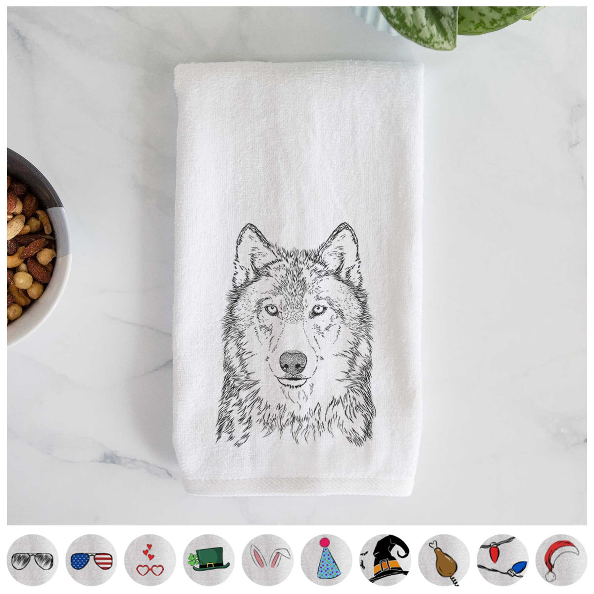 Django the Grey Wolf Decorative Hand Towel