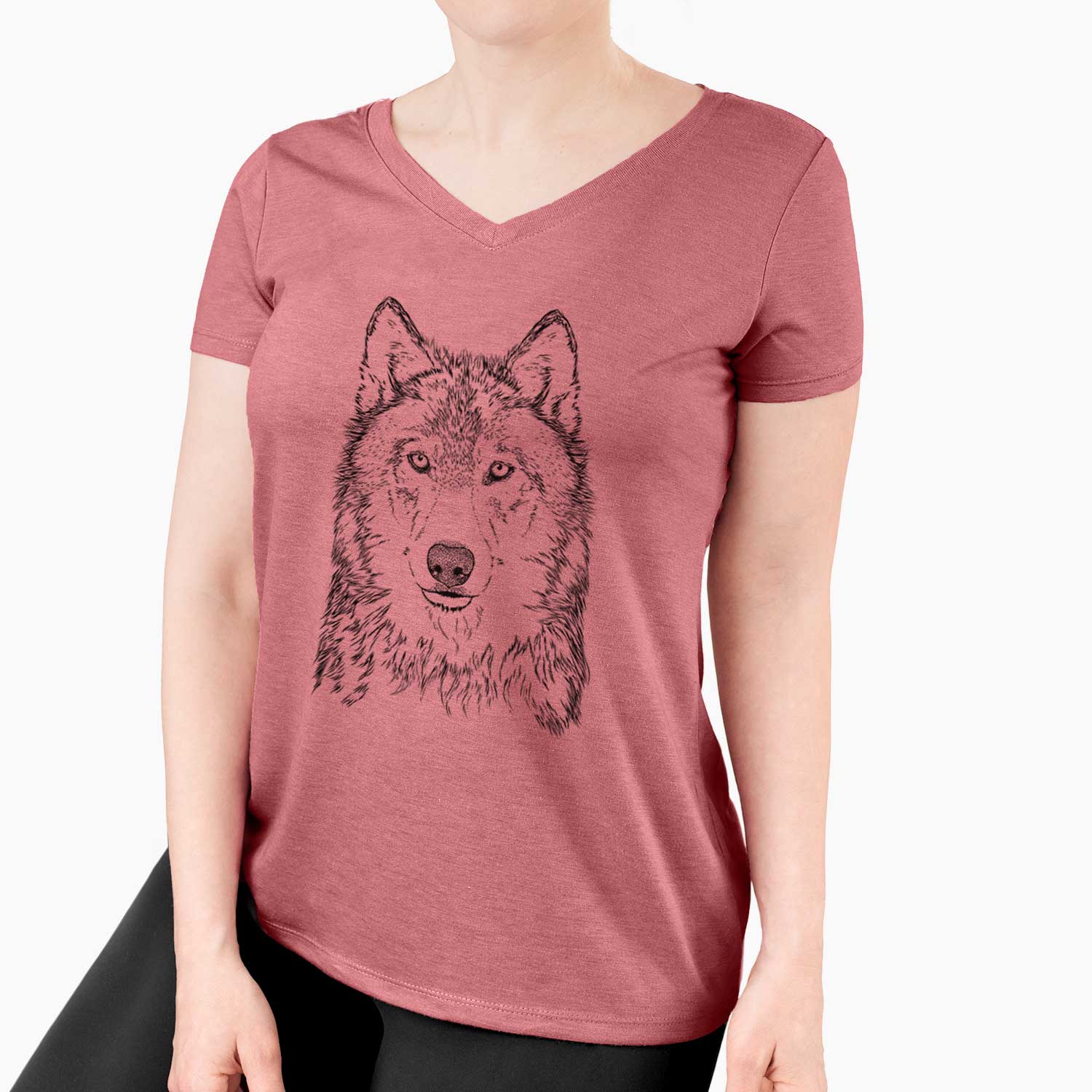 Bare Django the Grey Wolf - Women's V-neck Shirt