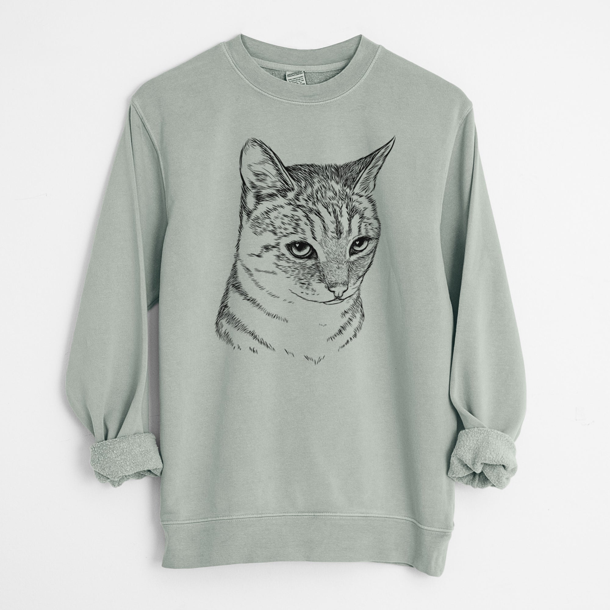 Bare Dora the Tabby Cat - Unisex Pigment Dyed Crew Sweatshirt