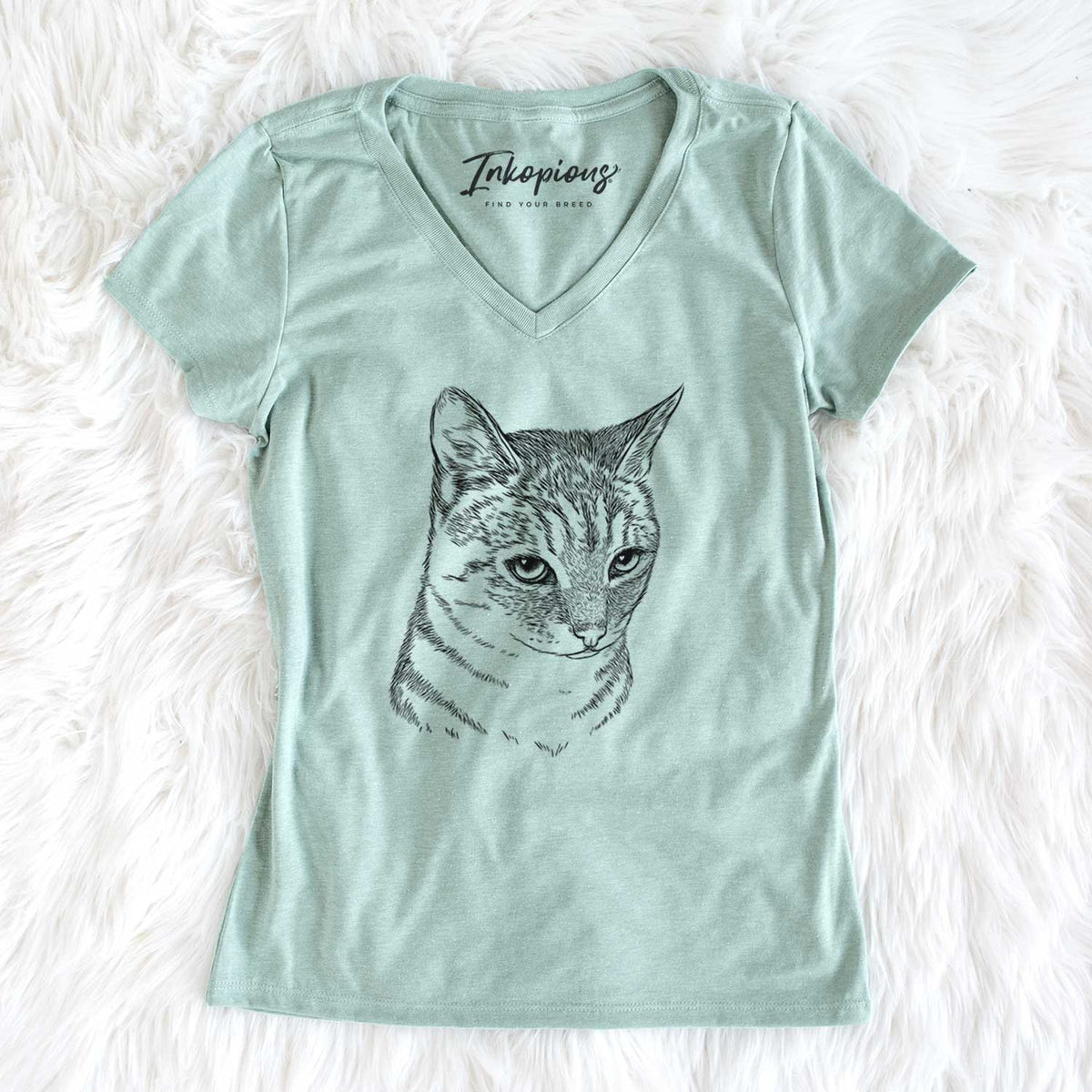 Bare Dora the Tabby Cat - Women&#39;s V-neck Shirt