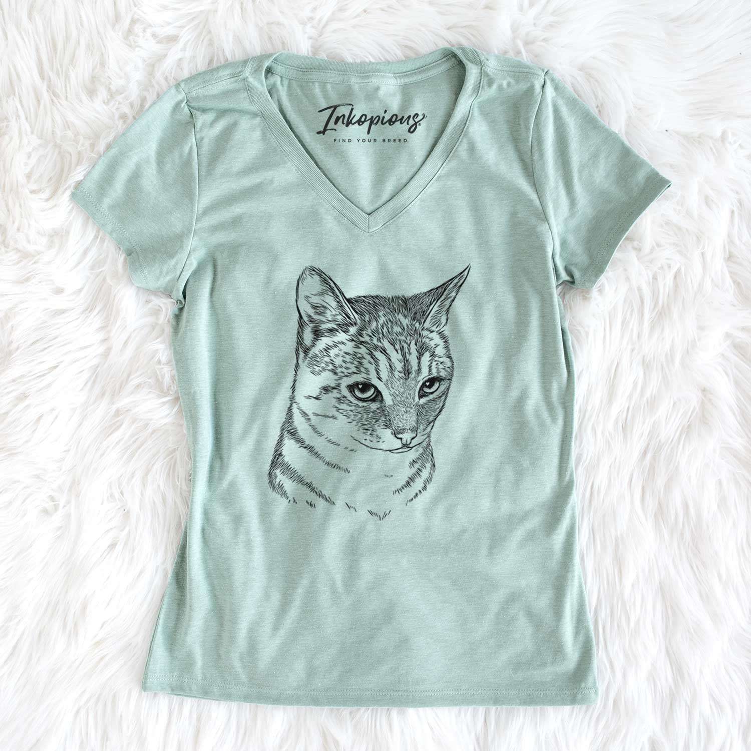 Bare Dora the Tabby Cat - Women's V-neck Shirt