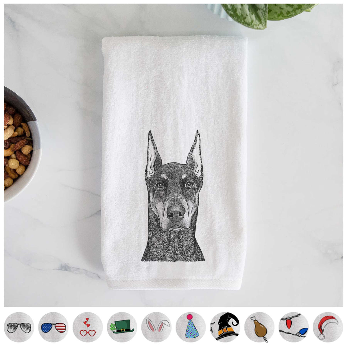 Drake the Doberman Pinscher Decorative Hand Towel