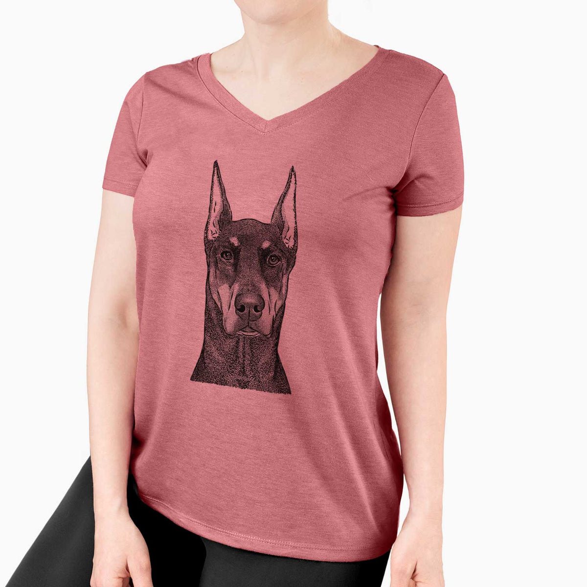Bare Drake the Doberman Pinscher - Women's V-neck Shirt