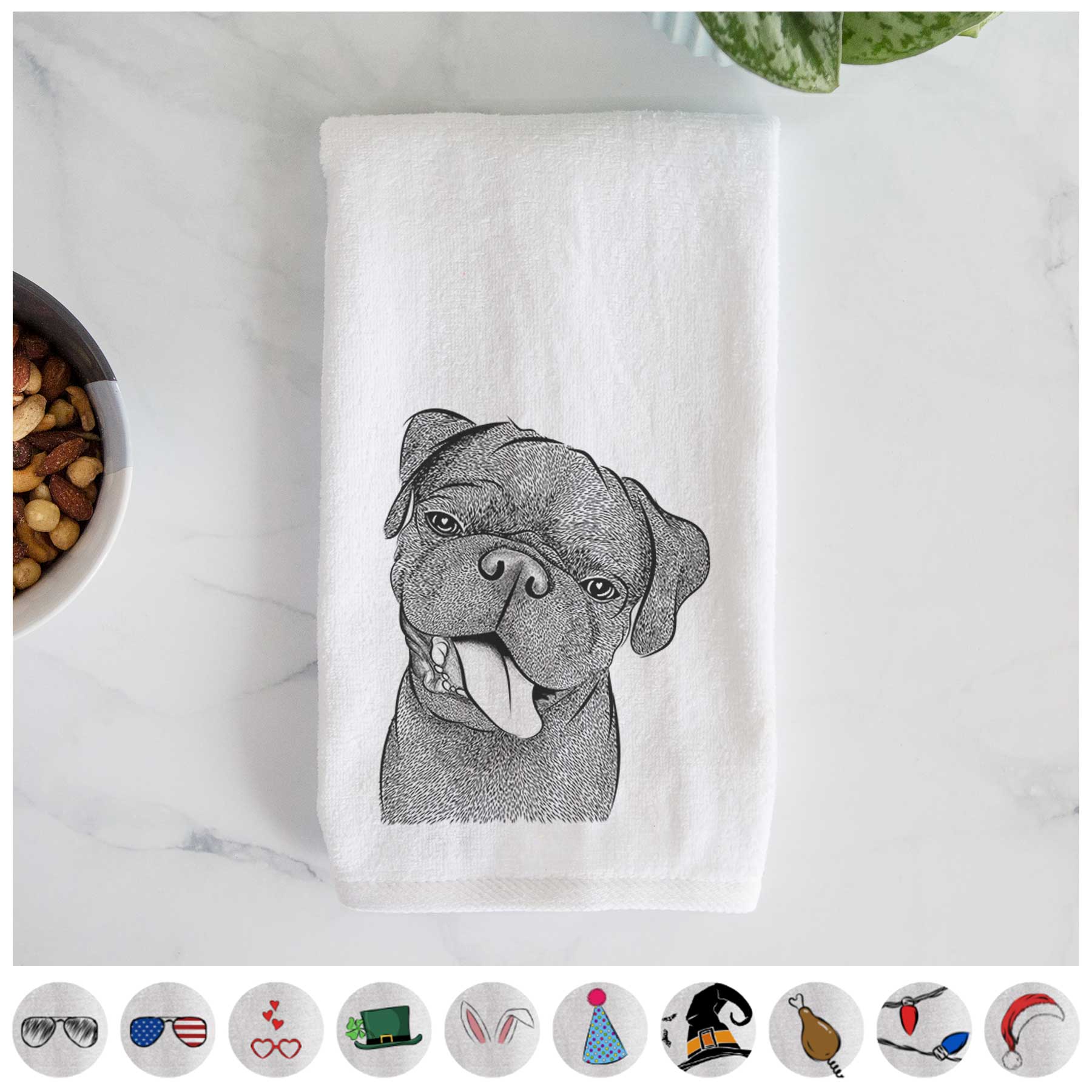 Dudley Danger the Pug Decorative Hand Towel