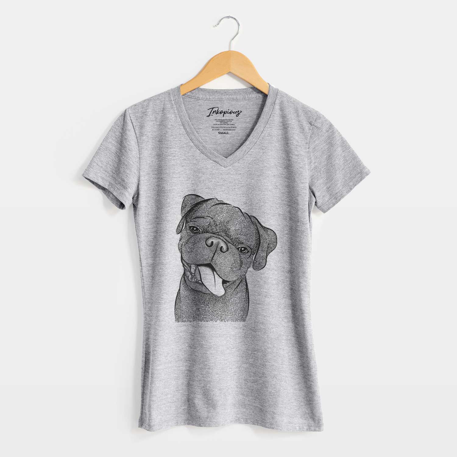 Bare Dudley Danger the Pug - Women's V-neck Shirt