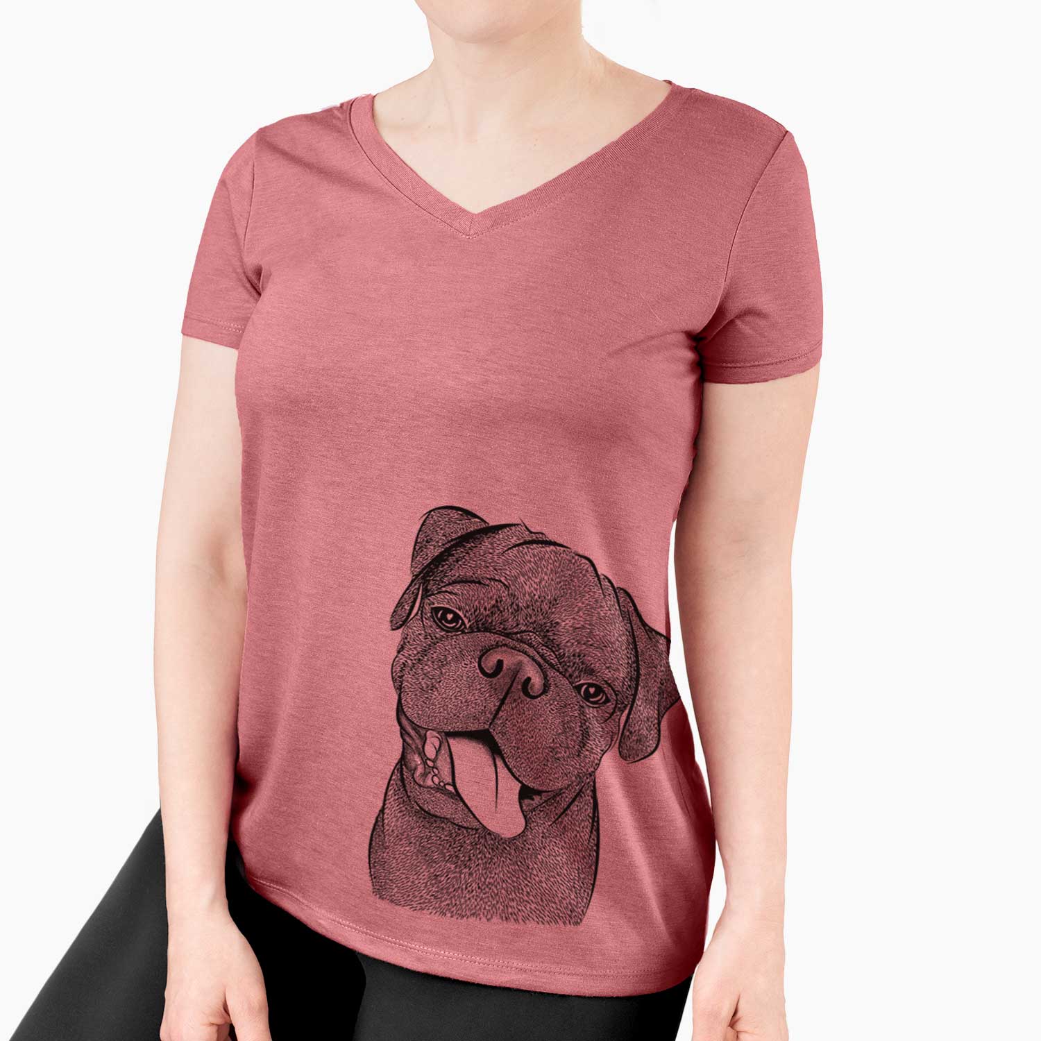 Bare Dudley Danger the Pug - Women's V-neck Shirt