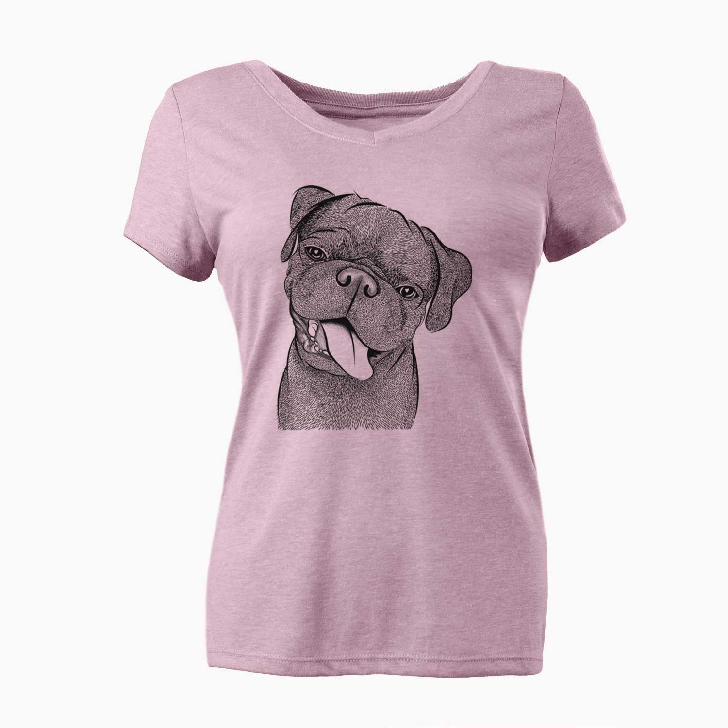 Bare Dudley Danger the Pug - Women's V-neck Shirt