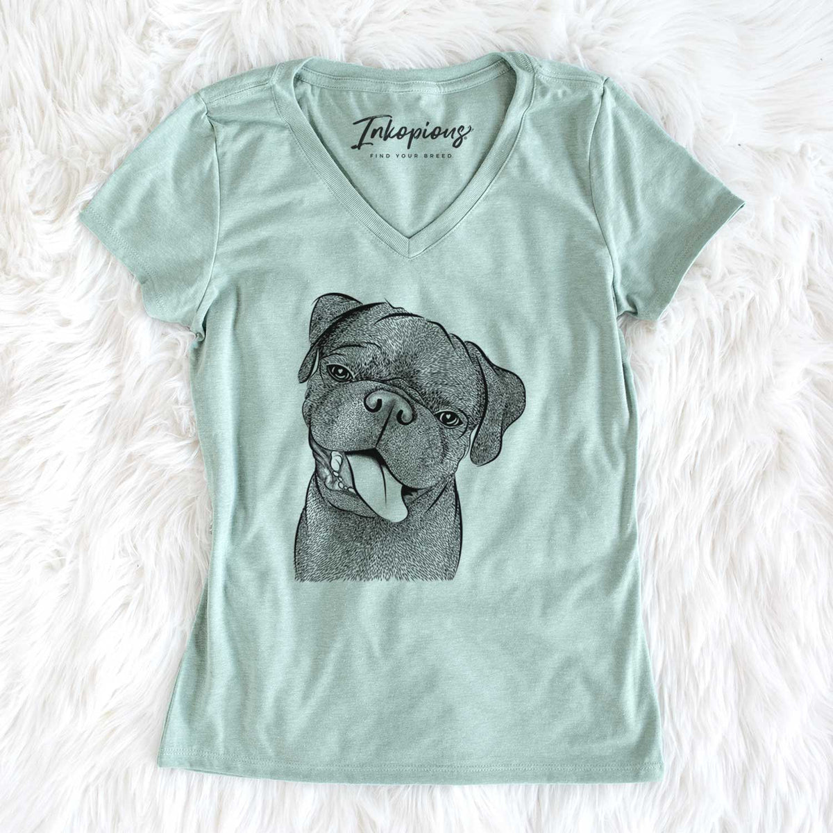 Bare Dudley Danger the Pug - Women&#39;s V-neck Shirt