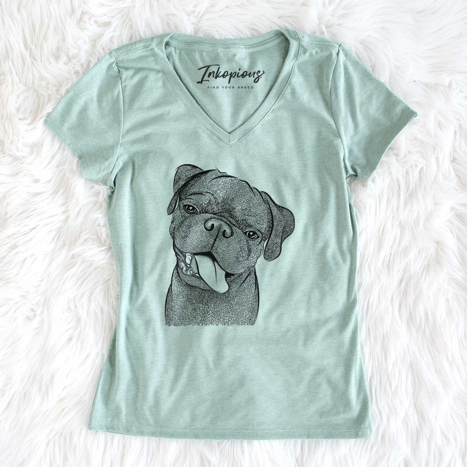 Bare Dudley Danger the Pug - Women's V-neck Shirt