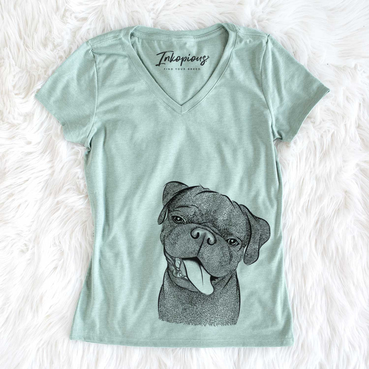 Bare Dudley Danger the Pug - Women's V-neck Shirt